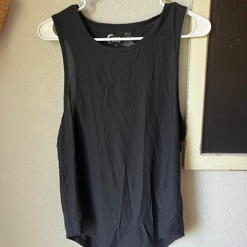 Zyia Active Sleeveless‎ Ribbed Tank Top Black